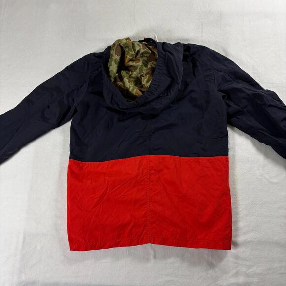American Eagle Hooded Jacket XS Colorblock Red Navy Camo Lined Streetwear - Picture 10 of 10